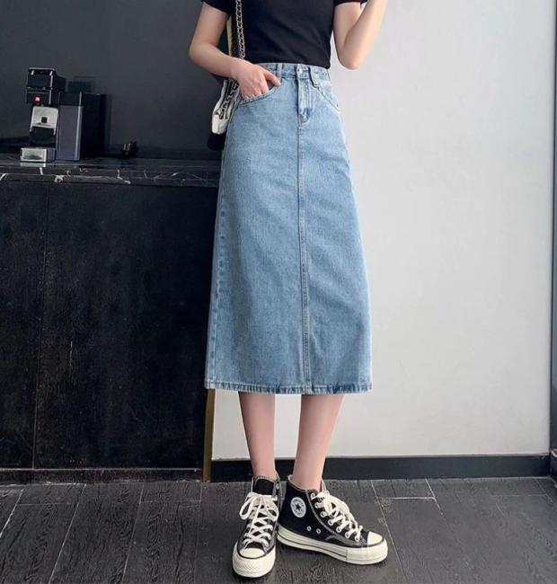 Chân Váy Kaki Jean Dài Midi Xẻ Tà Sau Lưng Cao Màu Be Phong Cách Hàn Quốc Đi Học, Đi Làm JNU_V002, JNU_V003, JNU_V004