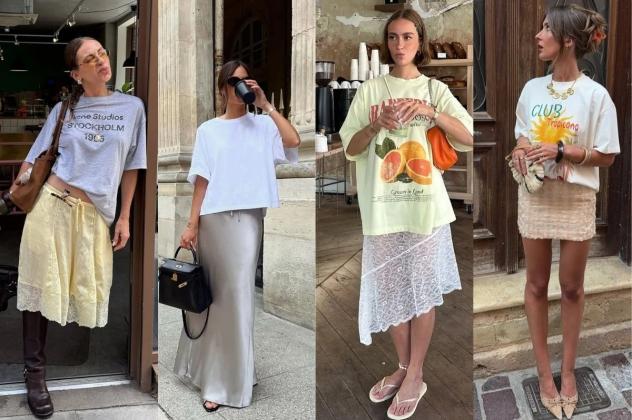 Áo thun và chân váy: Bản phối ngọt ngào cho quý cô thanh lịch
